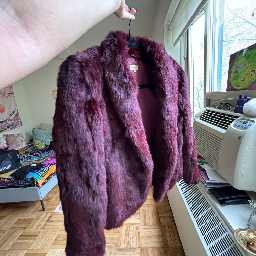 Fur Jacket in Rich Burgundy - Picture 3 of 5
